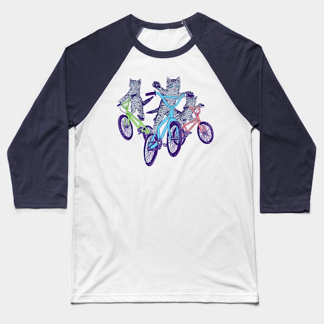 BMX Kittens Baseball T-Shirt by Hillary White Rabbit